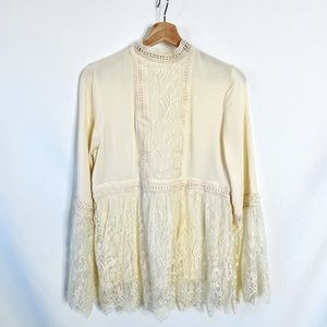 Anthropologie Cream Lace Blouse